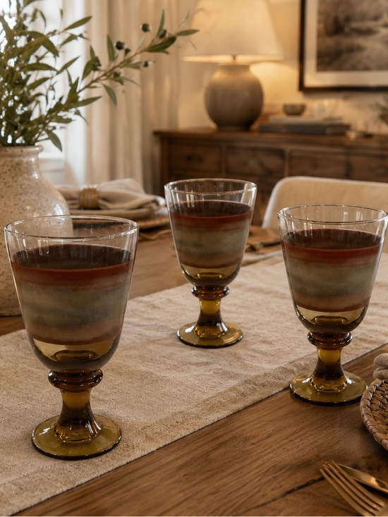 Libbey Other - Vintage Libbey Sango Nova Brown Ombre Pedestal Goblets – Set of 3 Glasses